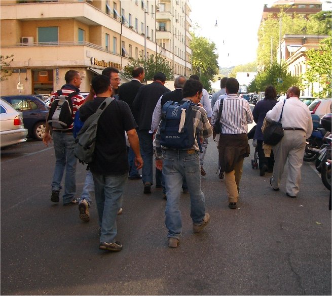 walking to the bus station